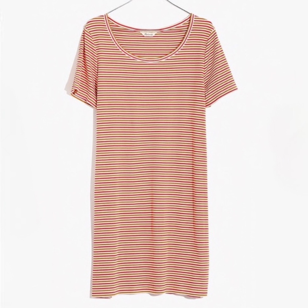 Madewell Swingy Tee Dress Womens Large Striped Cotton Modal Stretch Casual Comfy